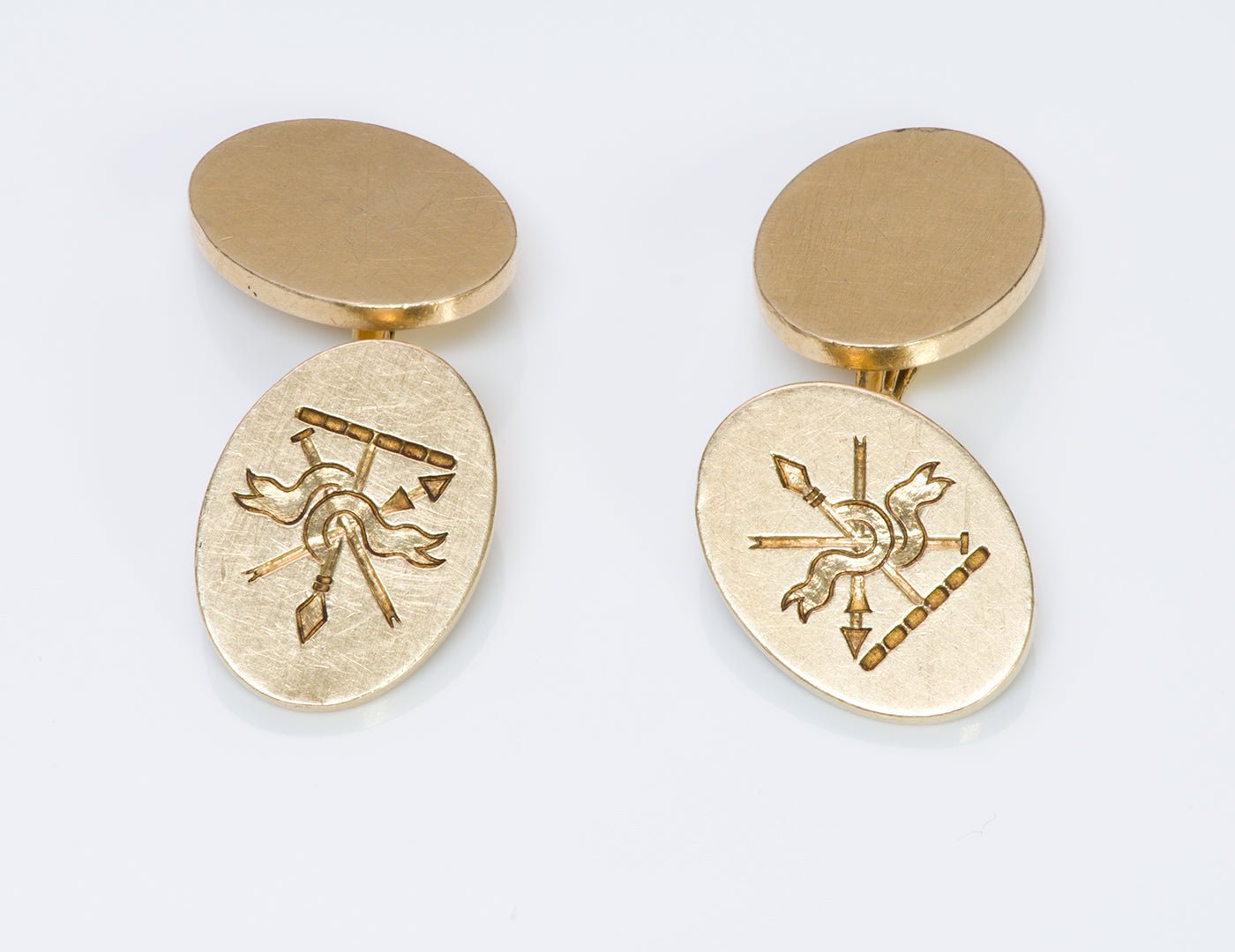 Tiffany & Co. 14K Gold Crest Cufflink Stud Set