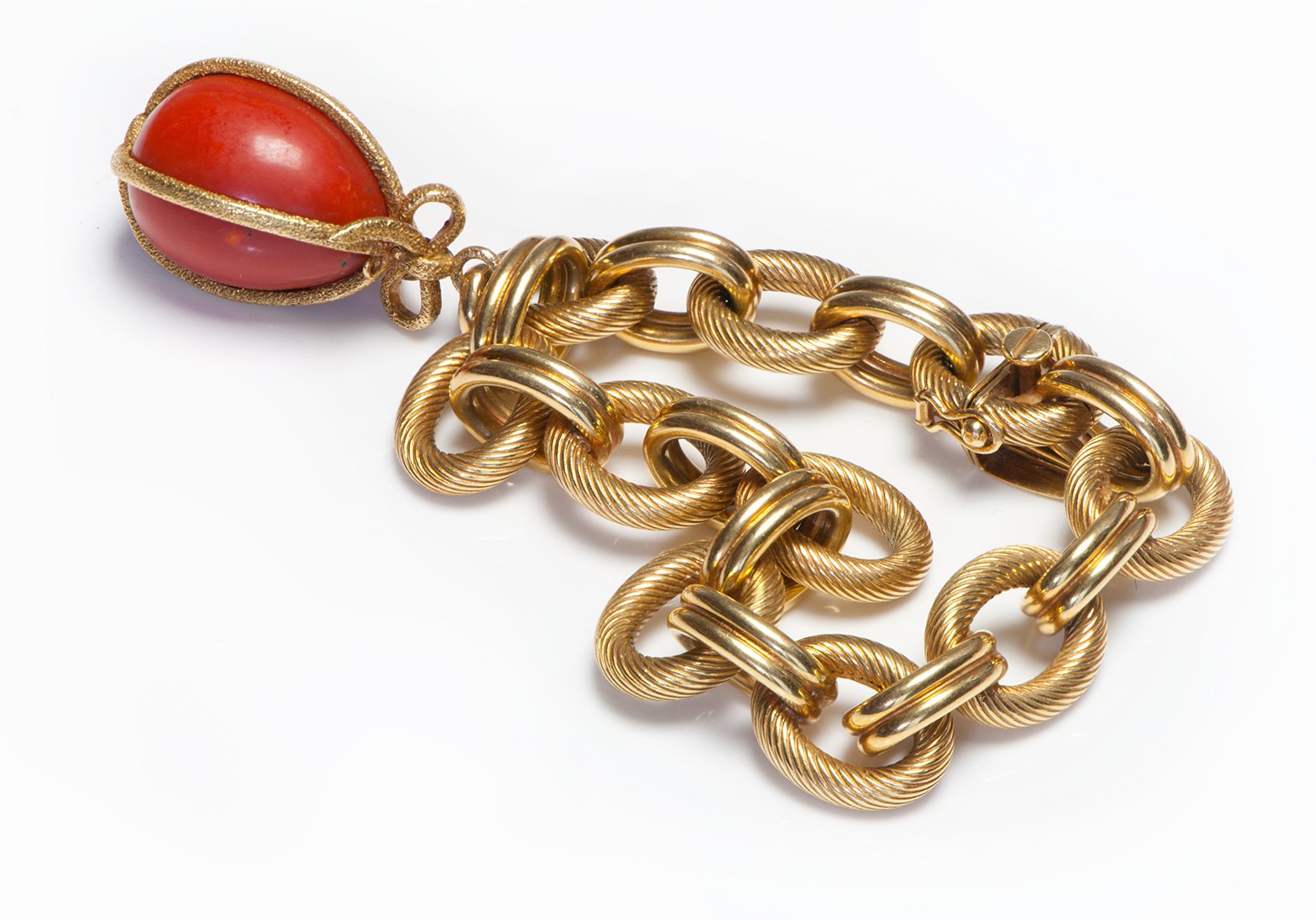 Tiffany & Co. 18K Gold Coral Charm Link Bracelet