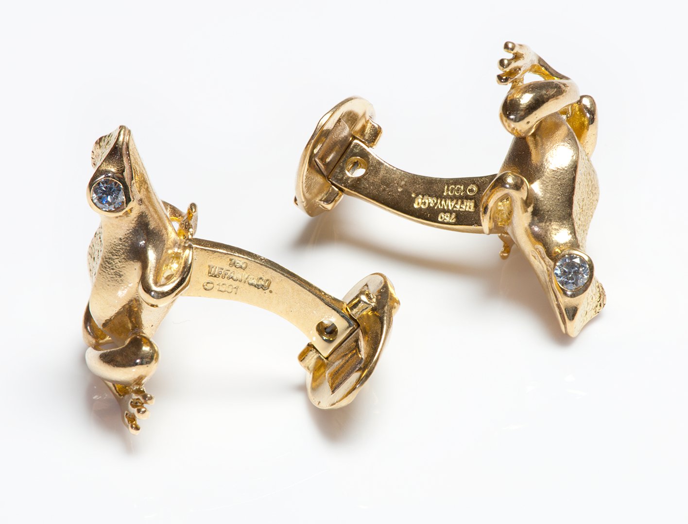 Tiffany & Co. 18K Gold Diamond Frog Cufflinks