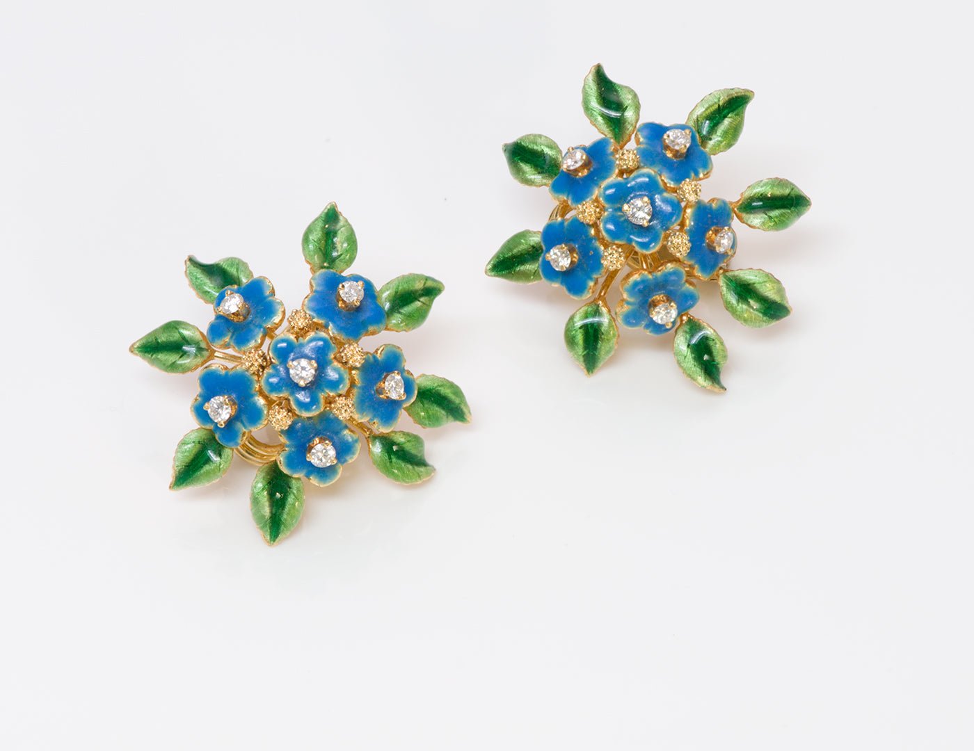 Tiffany & Co. 18K Gold Enamel Diamond Earrings