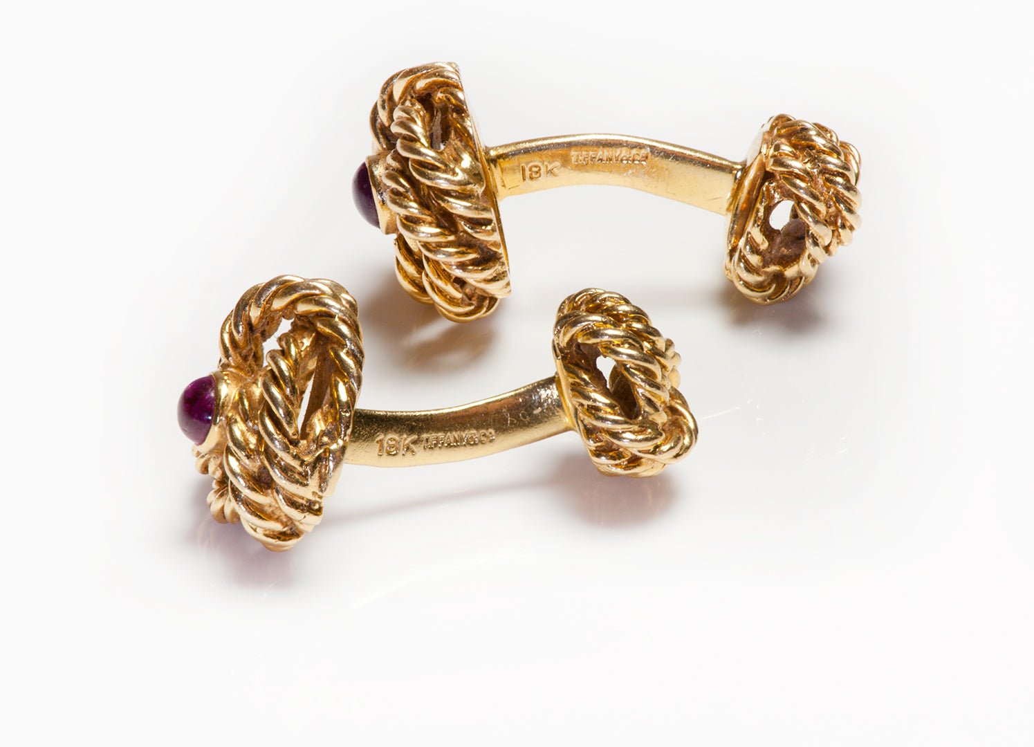 Tiffany & Co. 18K Gold Ruby Knot Cufflinks