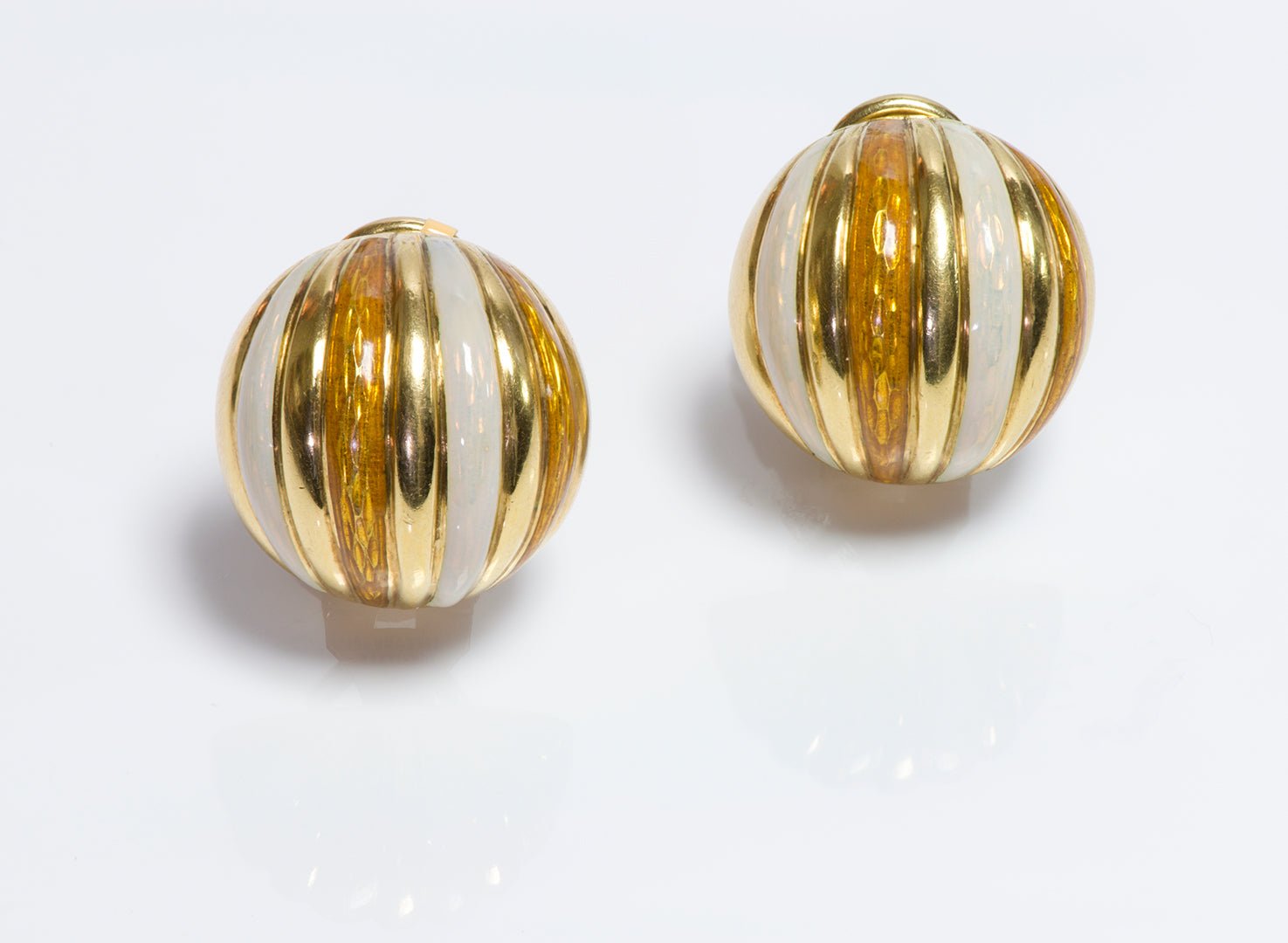 Tiffany & Co. 18K Yellow Gold Enamel Dome Earrings
