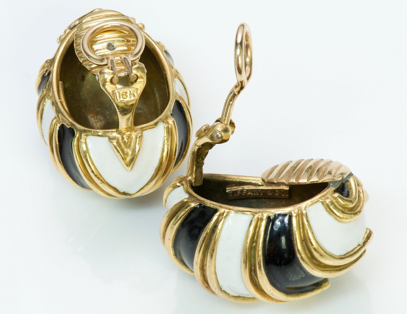 Tiffany & Co. 18K Yellow Gold Enamel Earrings
