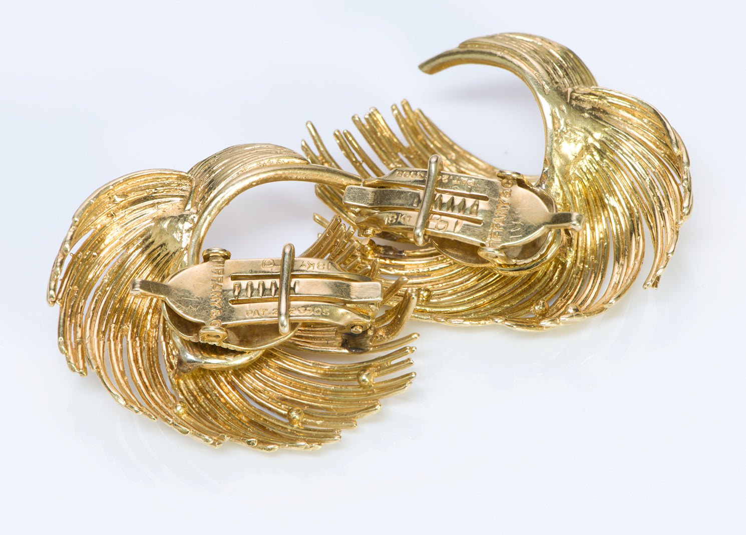 Tiffany & Co. 18K Yellow Gold Feather Clip Earrings