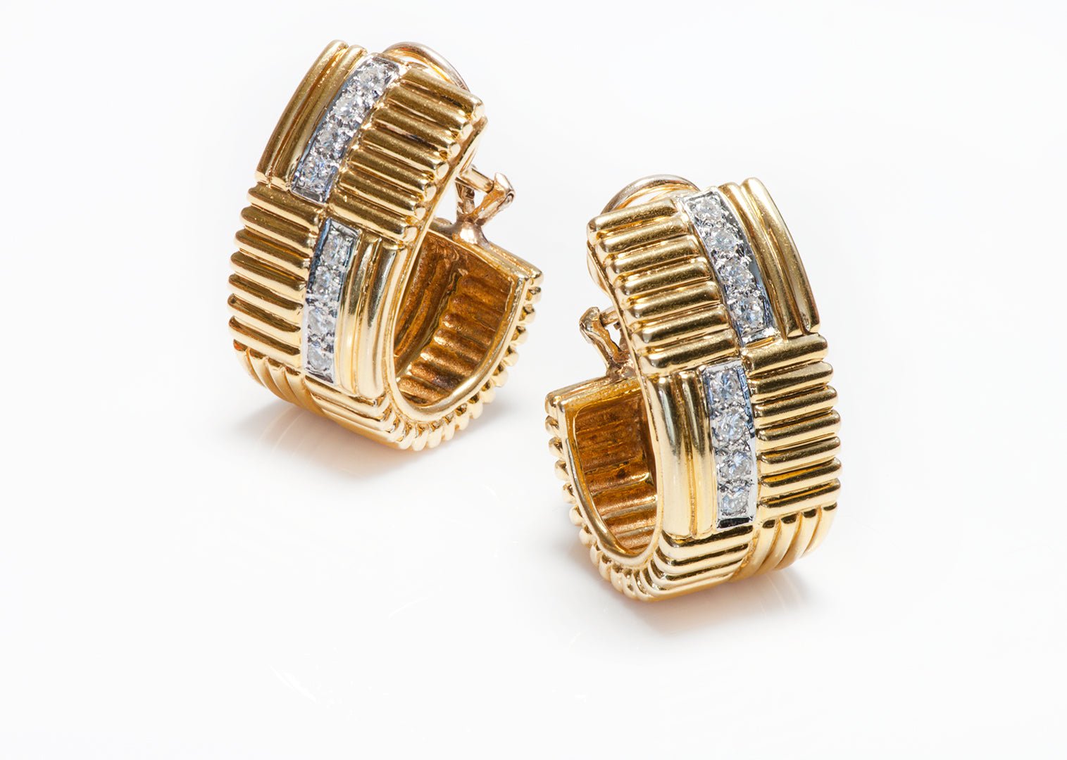 Tiffany & Co. 18K Yellow Gold Hoop Diamond Earrings