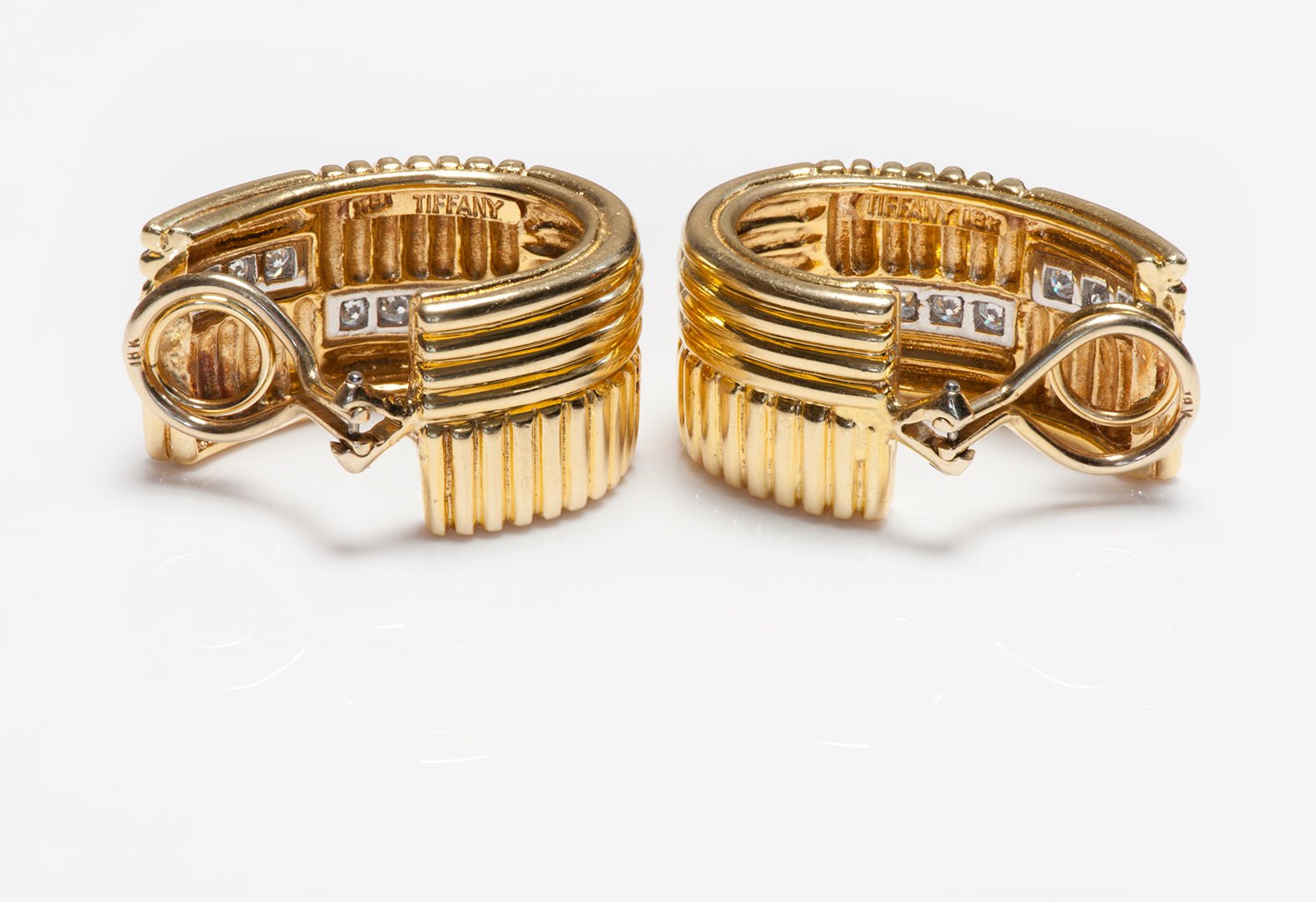Tiffany & Co. 18K Yellow Gold Hoop Diamond Earrings