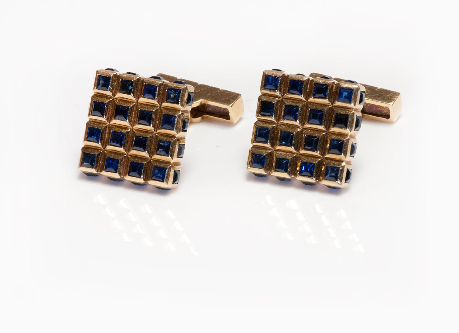 Tiffany & Co. 1950's Yellow Gold Sapphire Cufflinks