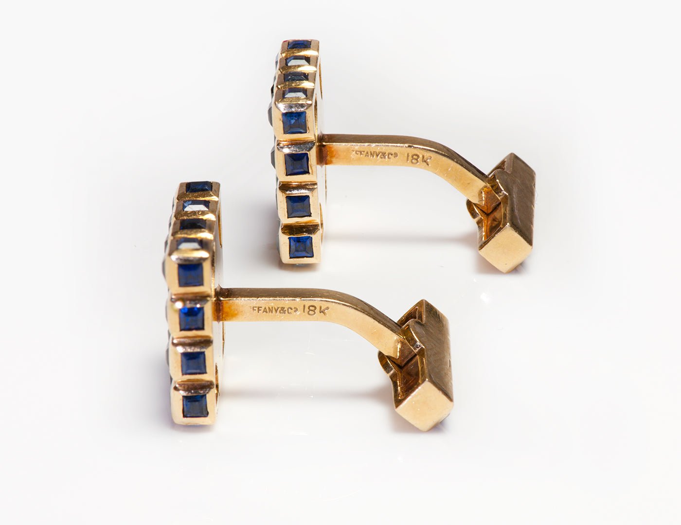 Tiffany & Co. 1950's Yellow Gold Sapphire Cufflinks