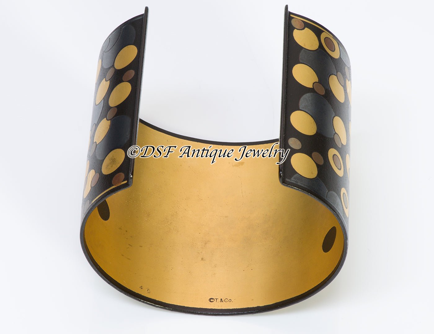 Tiffany & Co. Angela Cummings Iron lacquer Gold Damascene Bubble Cuff