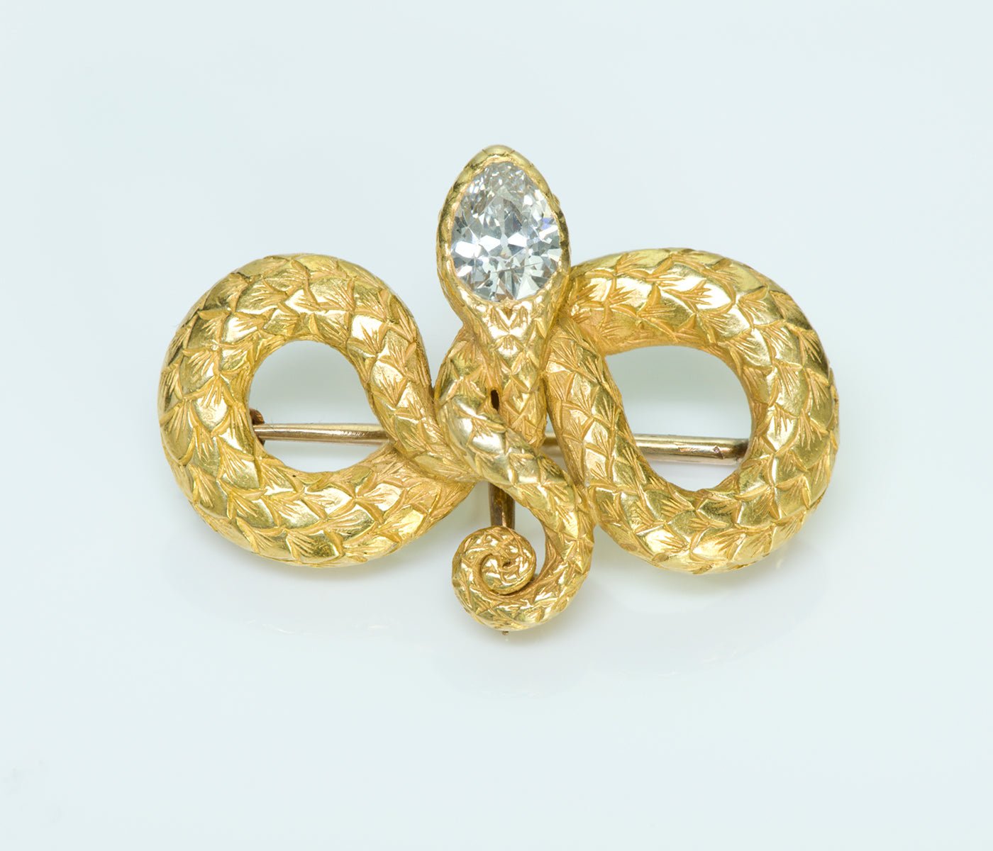 Tiffany & Co. Antique Gold Snake Diamond Brooch