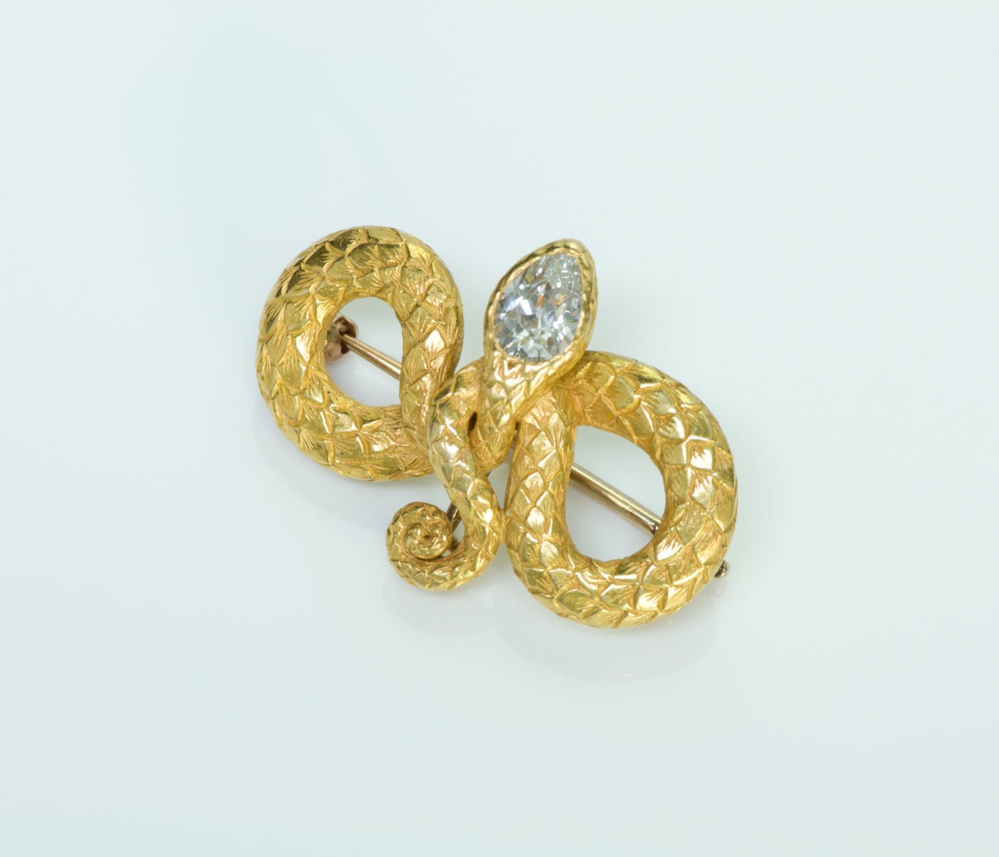 Tiffany & Co. Antique Gold Snake Diamond Brooch