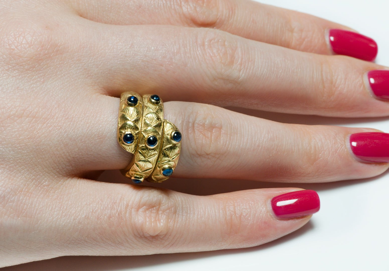 Tiffany & Co. Cabochon Sapphire Fan 18K Gold Ring