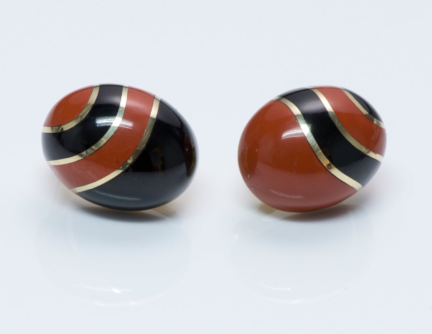 Tiffany & Co. Carnelian & Onyx Gold Earrings