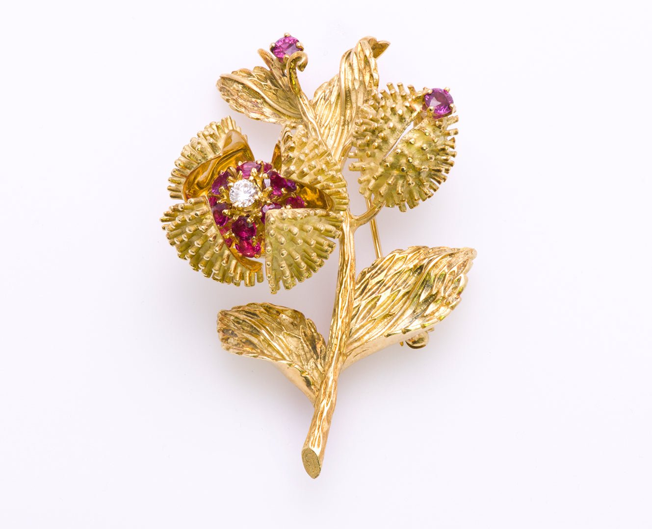 Tiffany & Co. Chestnut Ruby Diamond Brooch