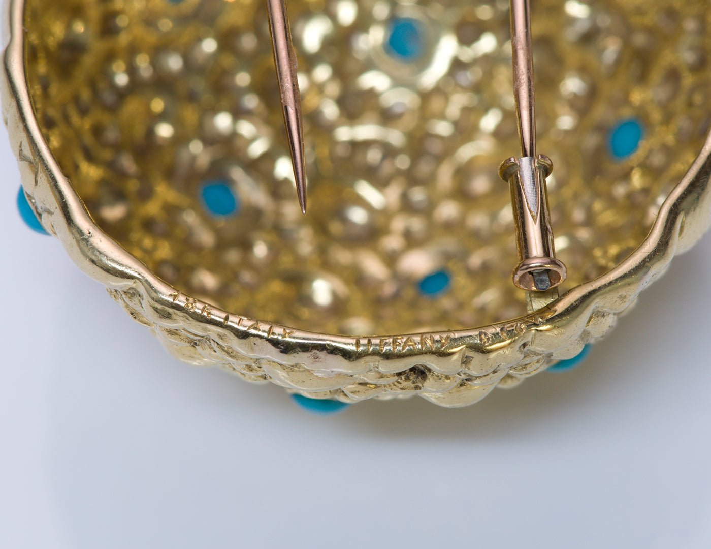 Tiffany & Co. Dome Gold Turquoise Brooch