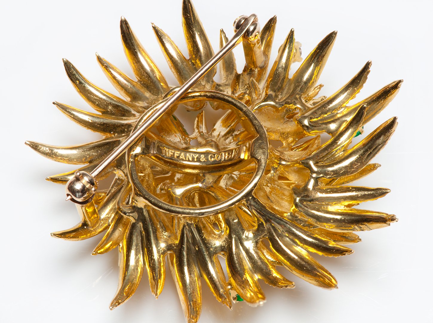 Tiffany & Co. Emerald Diamond 18K Gold Brooch