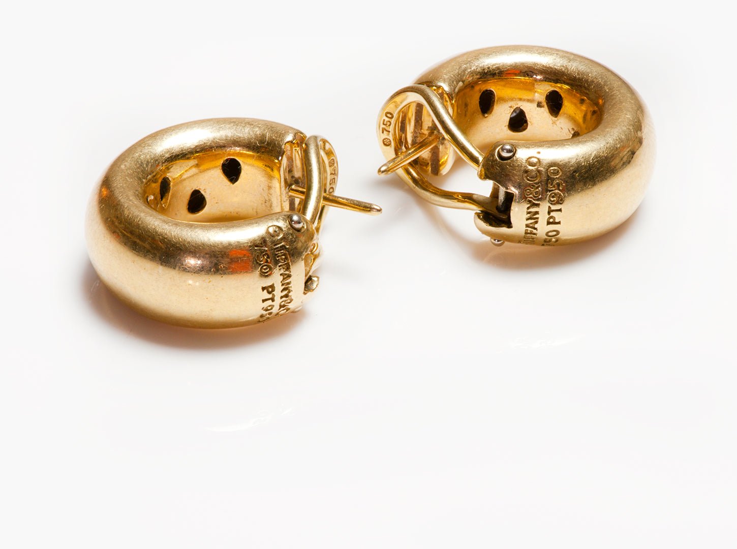 Tiffany & Co. Etoile Diamond Gold Platinum Hoop Earrings