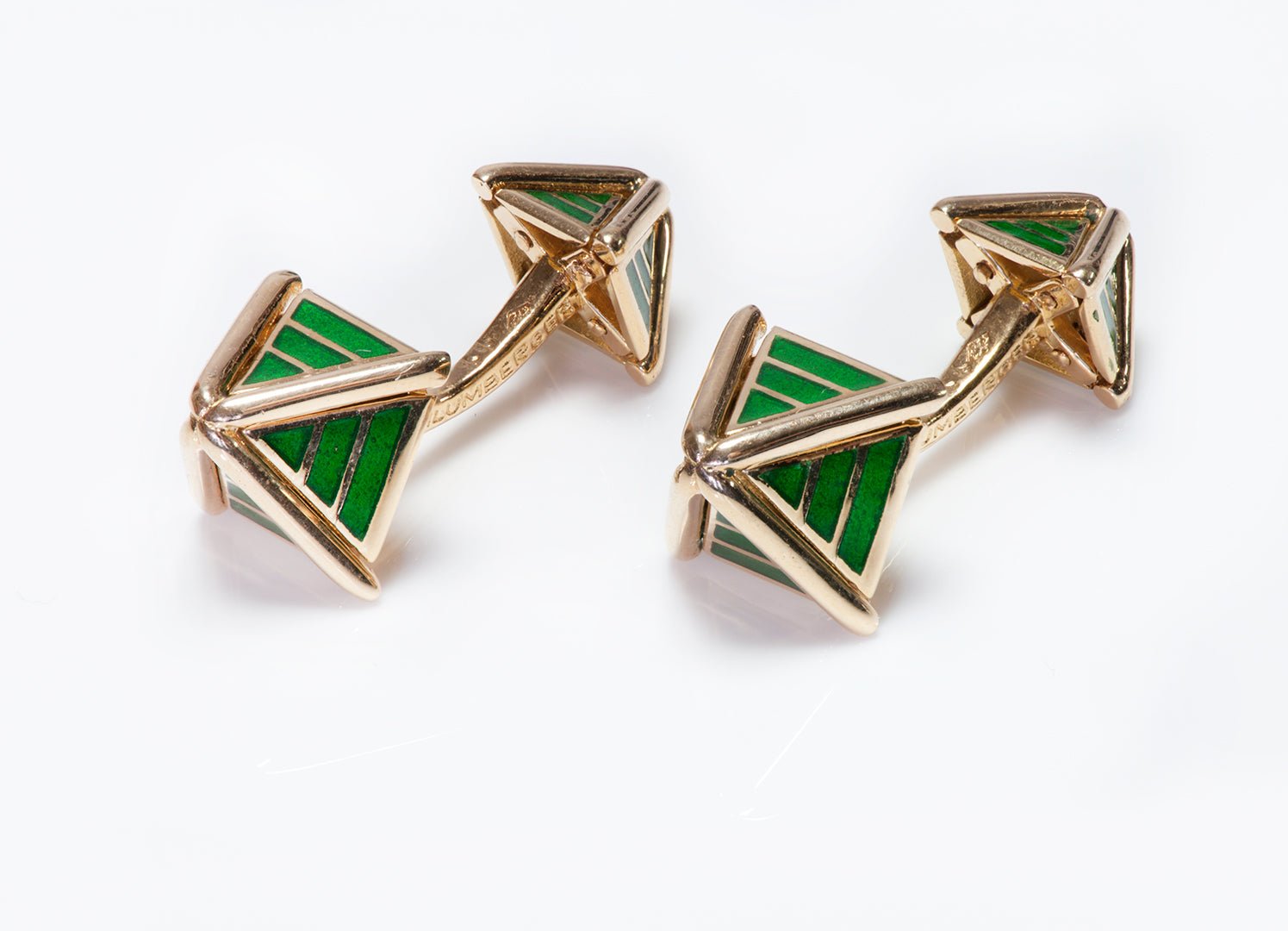 Tiffany & Co. France Schlumberger Enamel Gold Pyramid Cufflinks