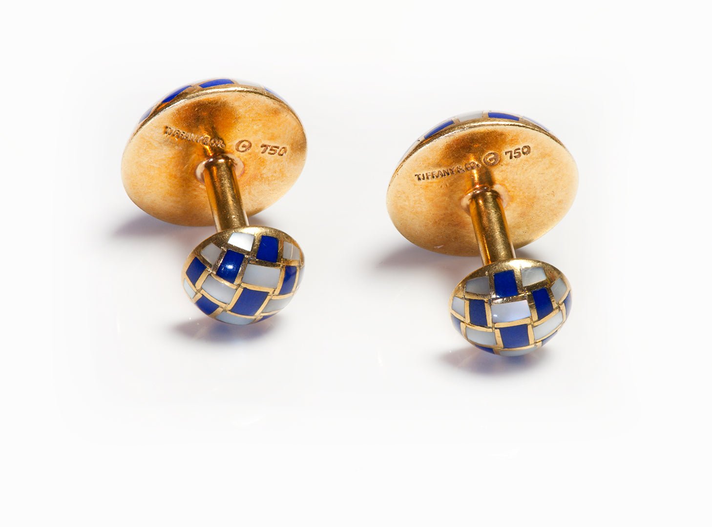 Tiffany & Co. Gold Checkerboard Lapis Cufflinks