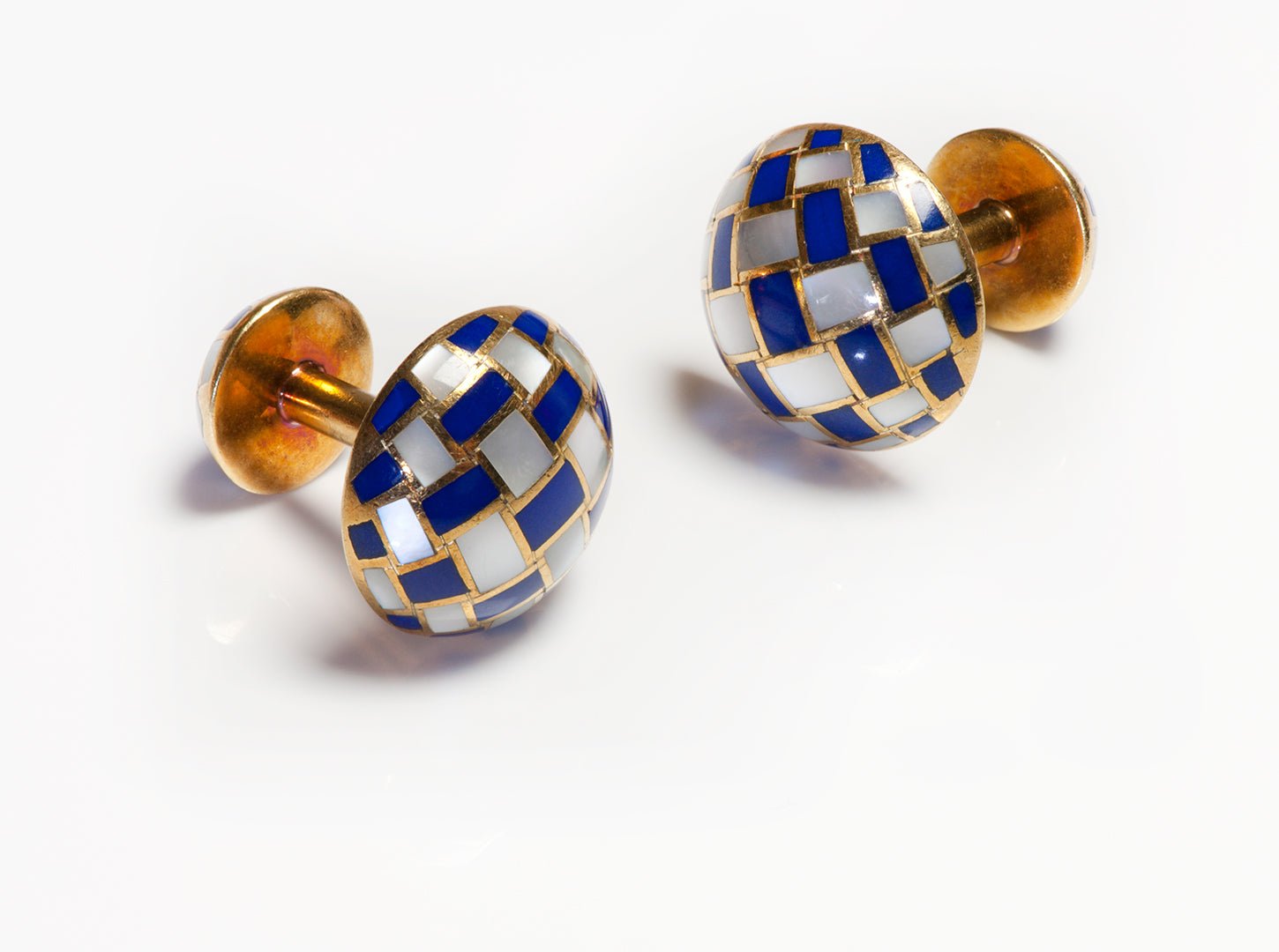 Tiffany & Co. Gold Checkerboard Lapis Cufflinks
