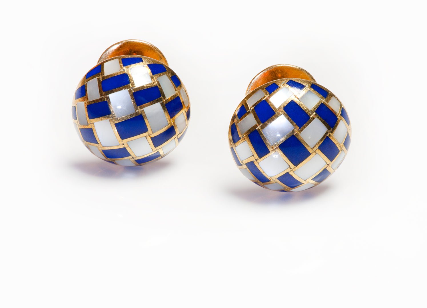 Tiffany & Co. Gold Checkerboard Lapis Cufflinks