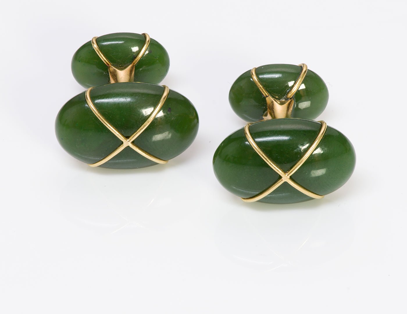 Tiffany & Co. Jade 18K Gold Cufflinks