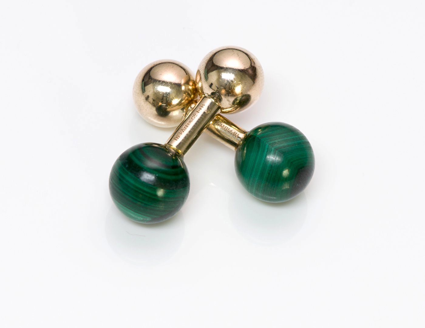 Tiffany & Co. Malachite Gold Barbell Cufflinks