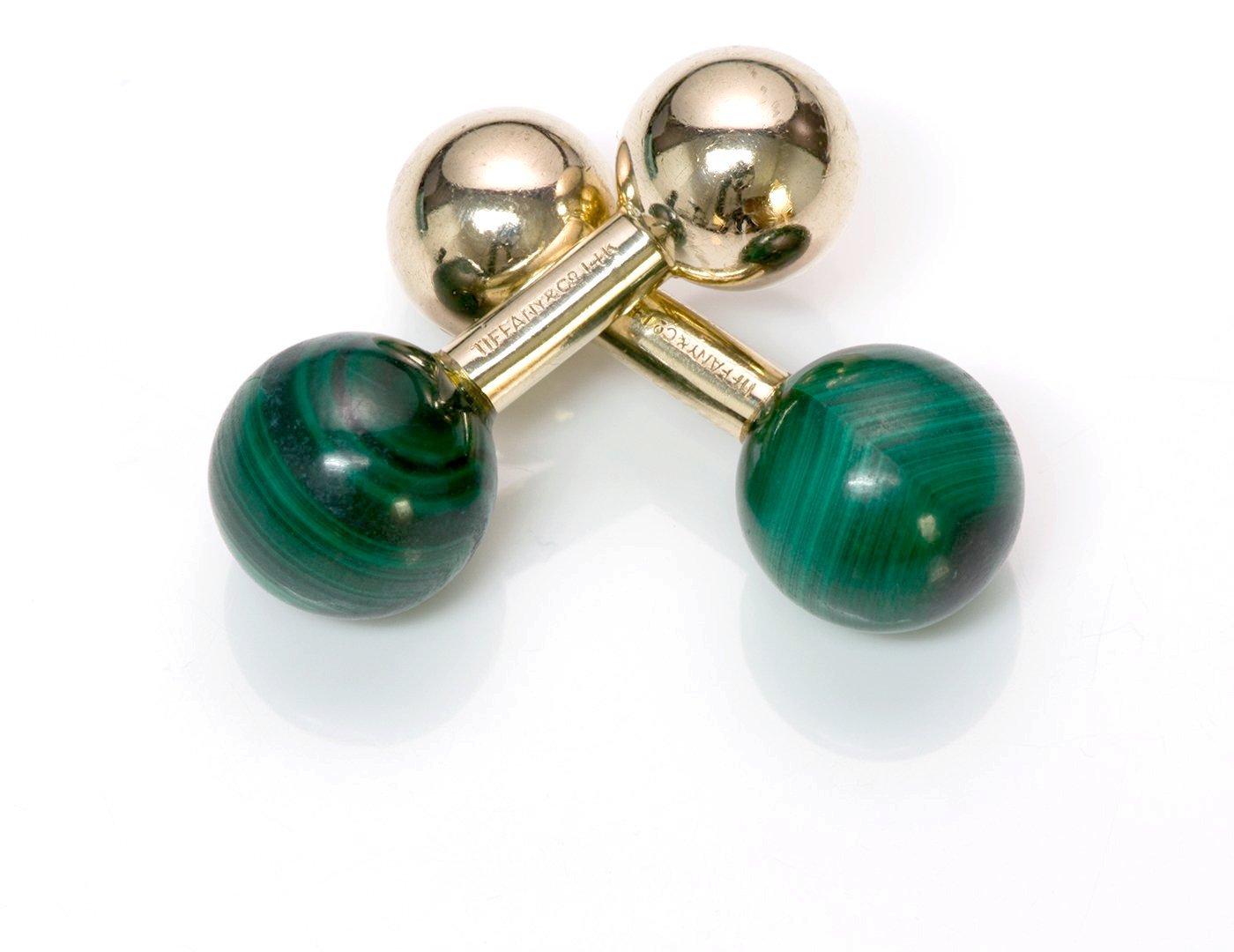Tiffany & Co. Malachite Gold Barbell Cufflinks