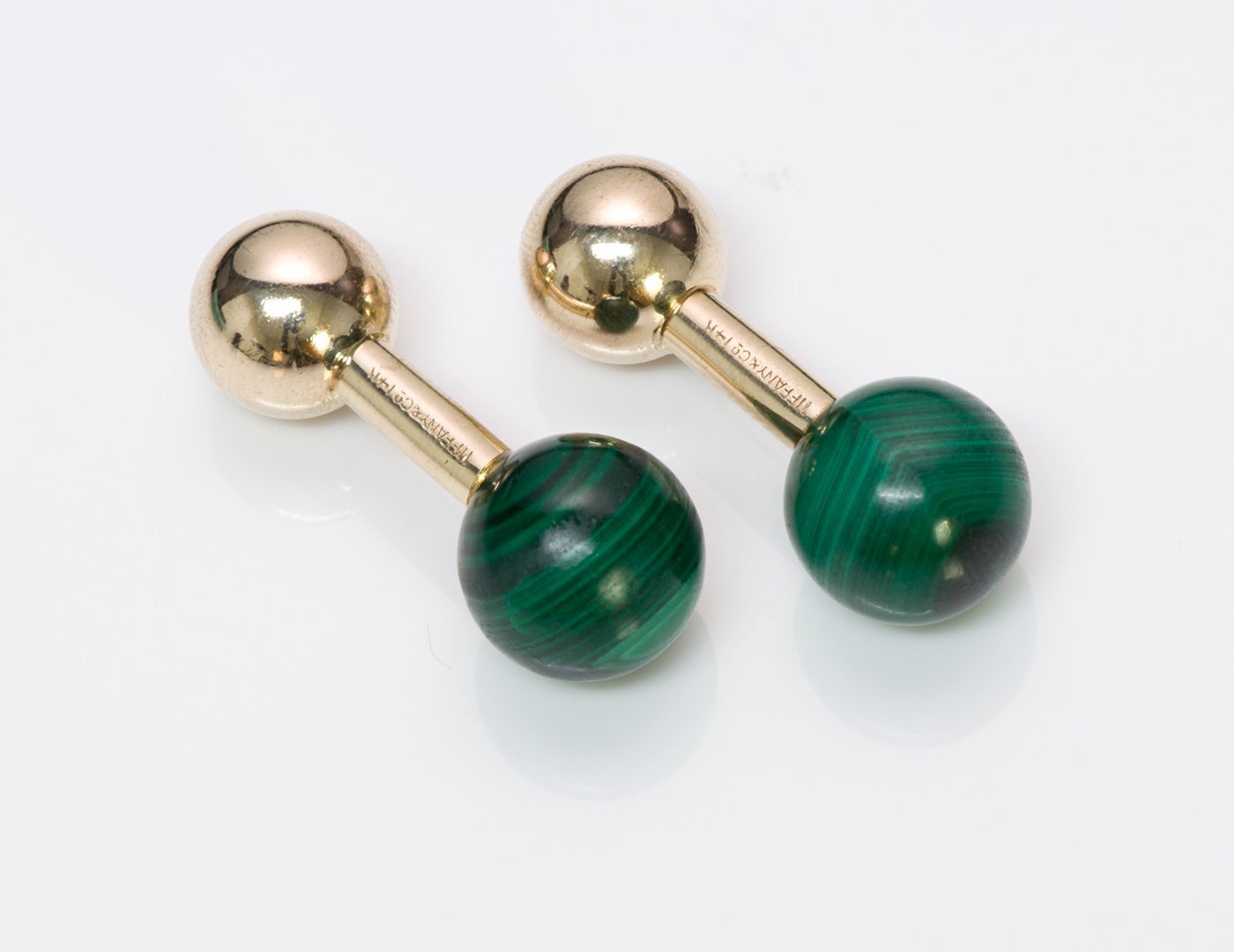 Tiffany & Co. Malachite Gold Barbell Cufflinks