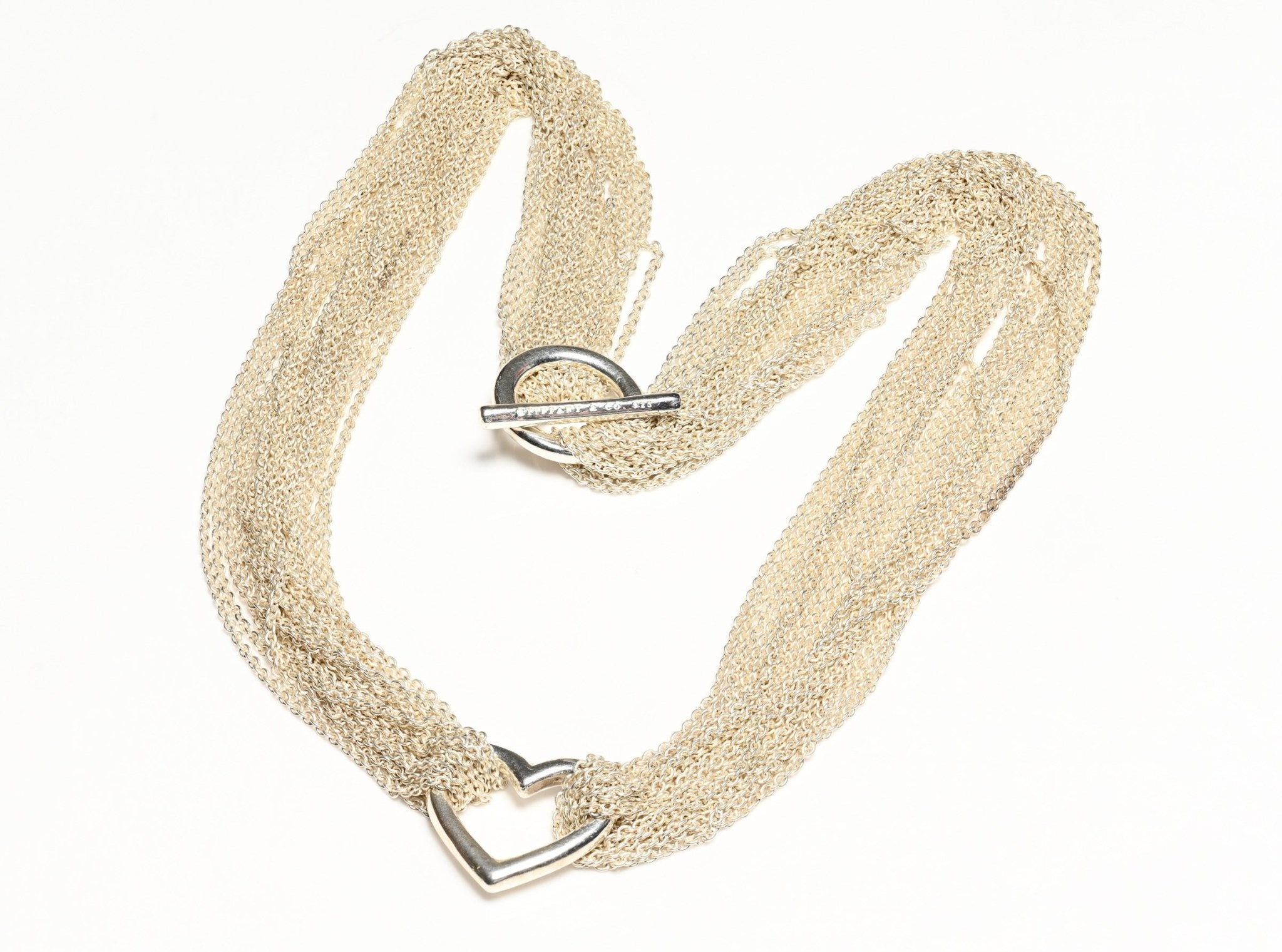 Tiffany & Co. Multi Strand Chain Heart Toggle Closure Necklace 20 Inches