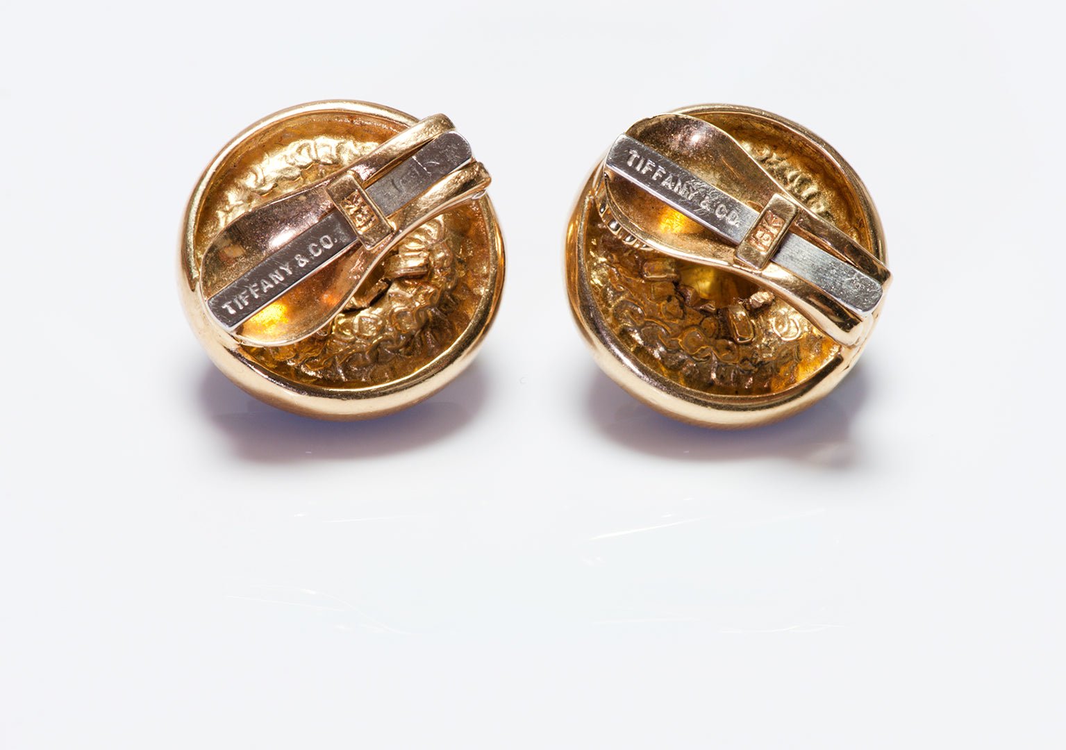 Tiffany & Co. Onyx 18K Gold Button Dome Clip Earrings