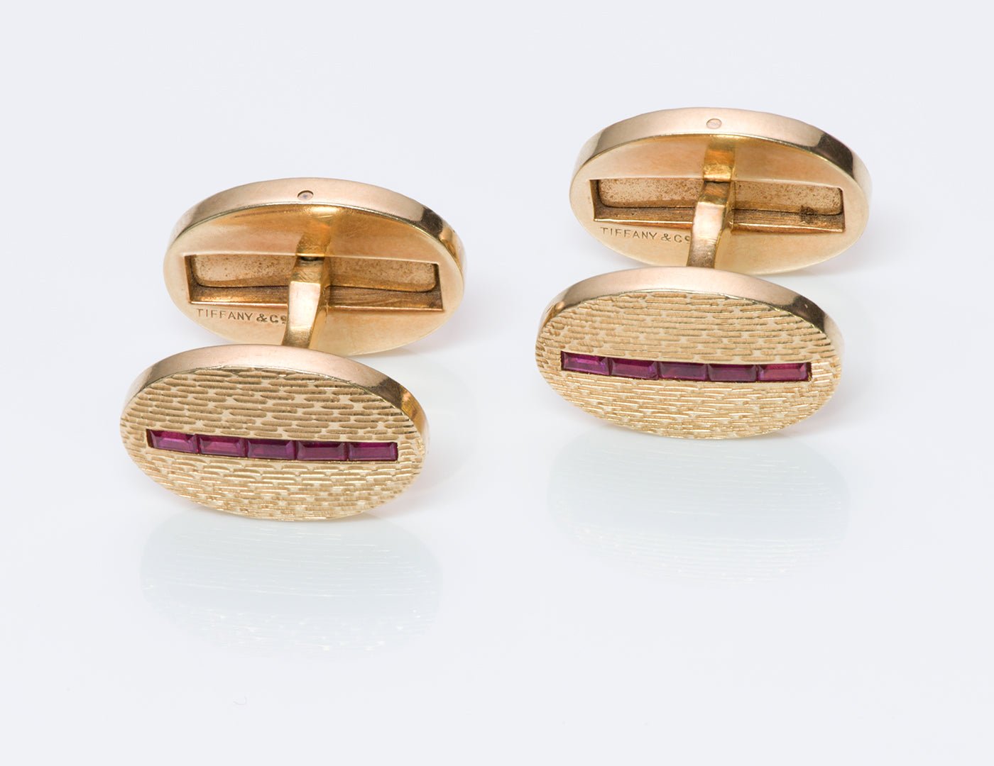 Tiffany & Co. Oval Ruby Gold Cufflinks