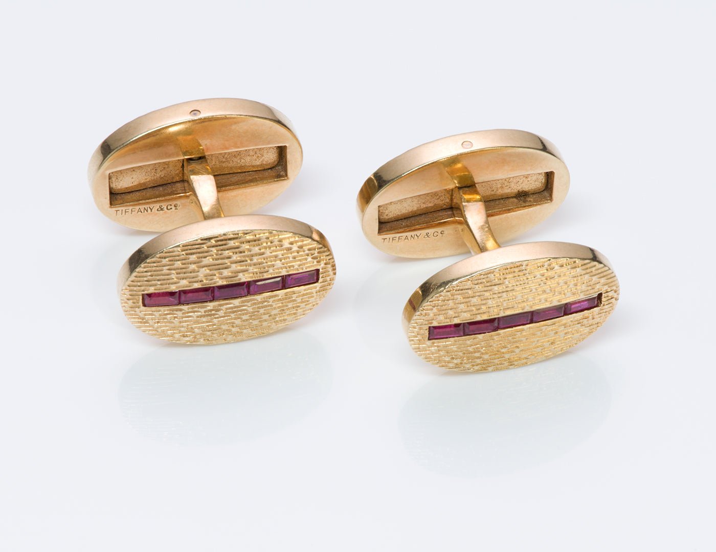 Tiffany & Co. Oval Ruby Gold Cufflinks