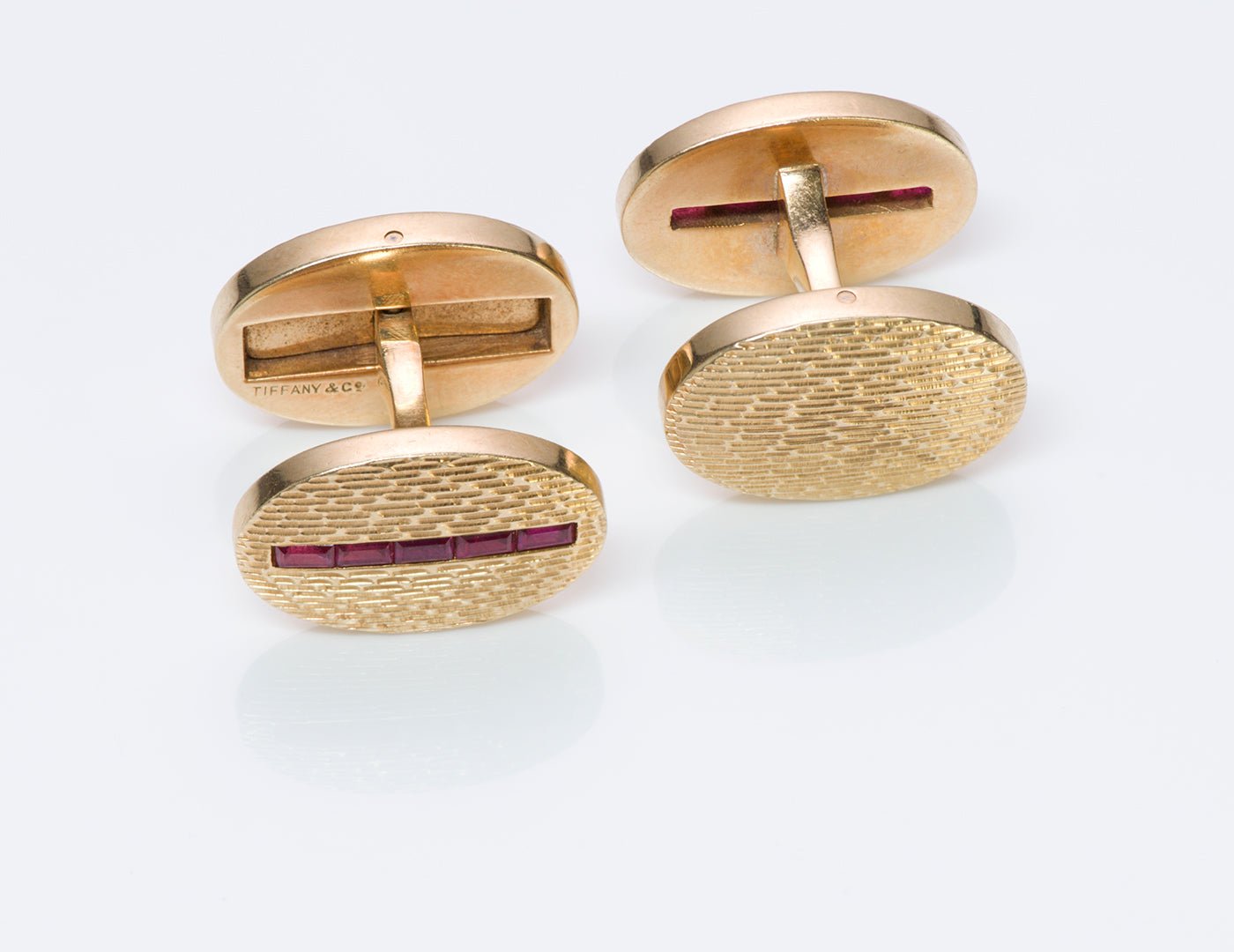 Tiffany & Co. Oval Ruby Gold Cufflinks