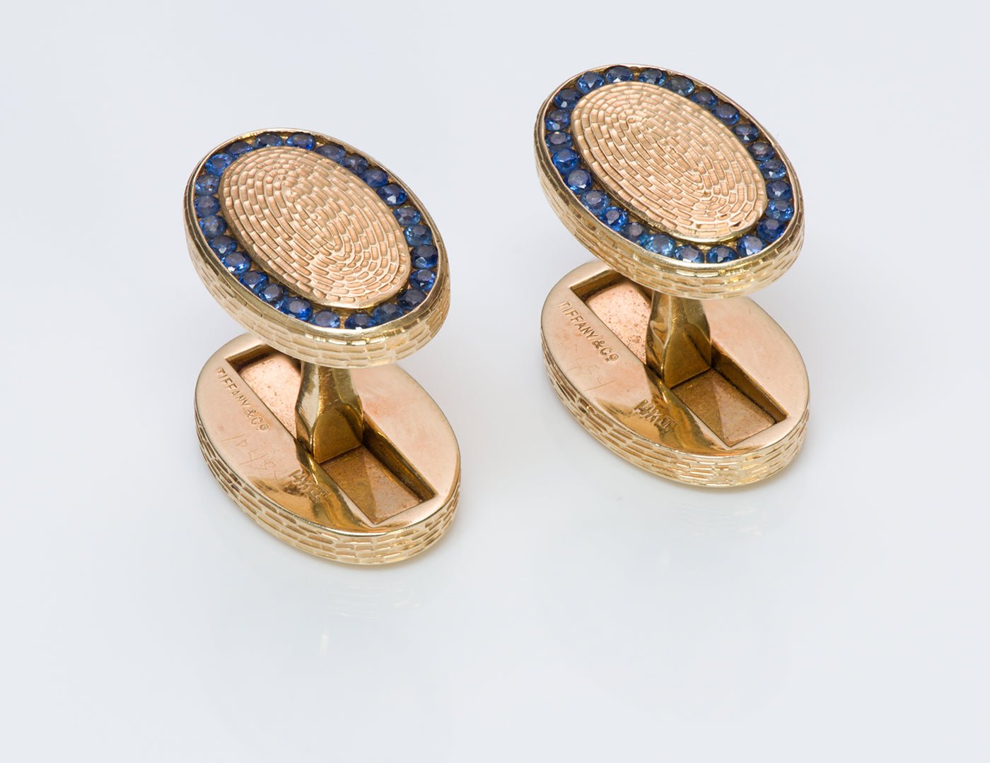 Tiffany & Co. Oval Sapphire Gold Cufflinks