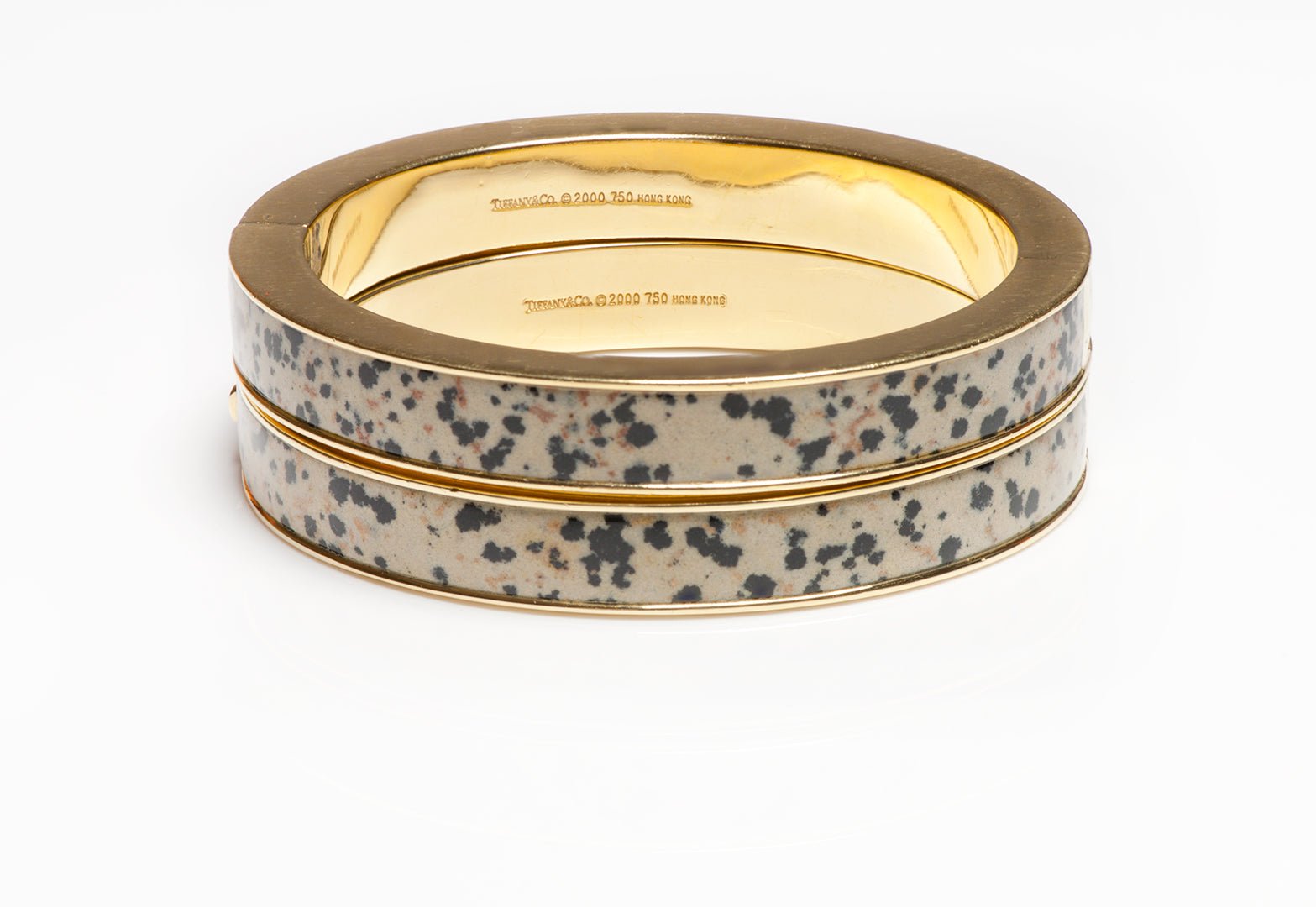 Tiffany & Co. Pair of 18K Yellow Gold Enamel Bangles Bracelets