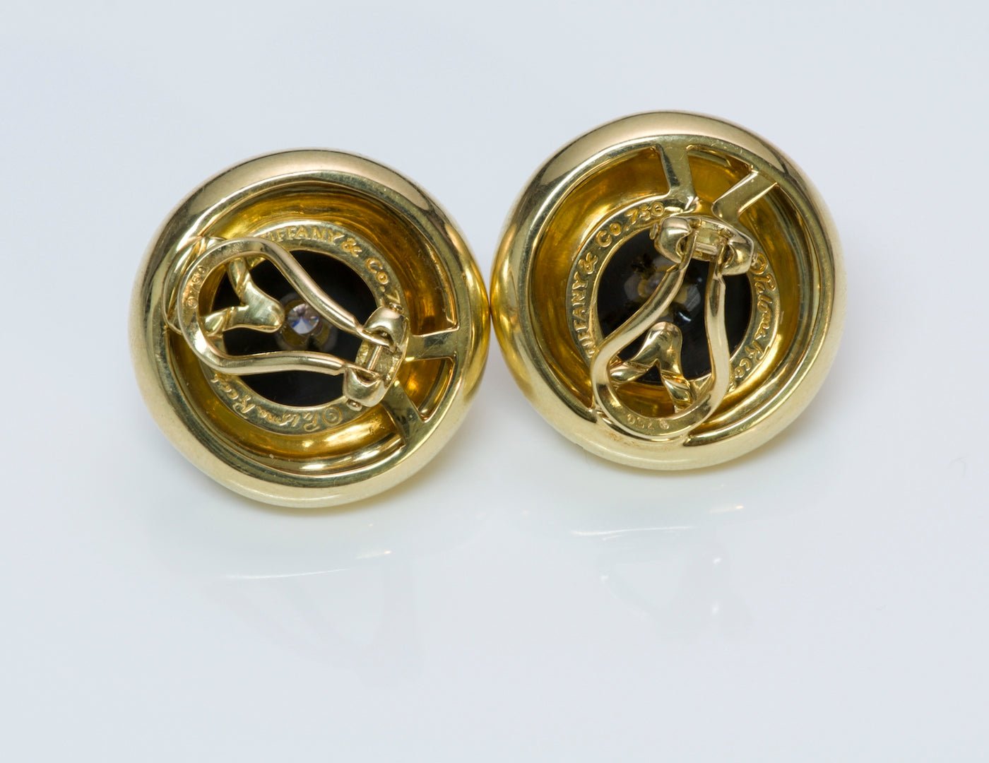 Tiffany & Co. Paloma Picasso 18K Gold Diamond Onyx Earrings