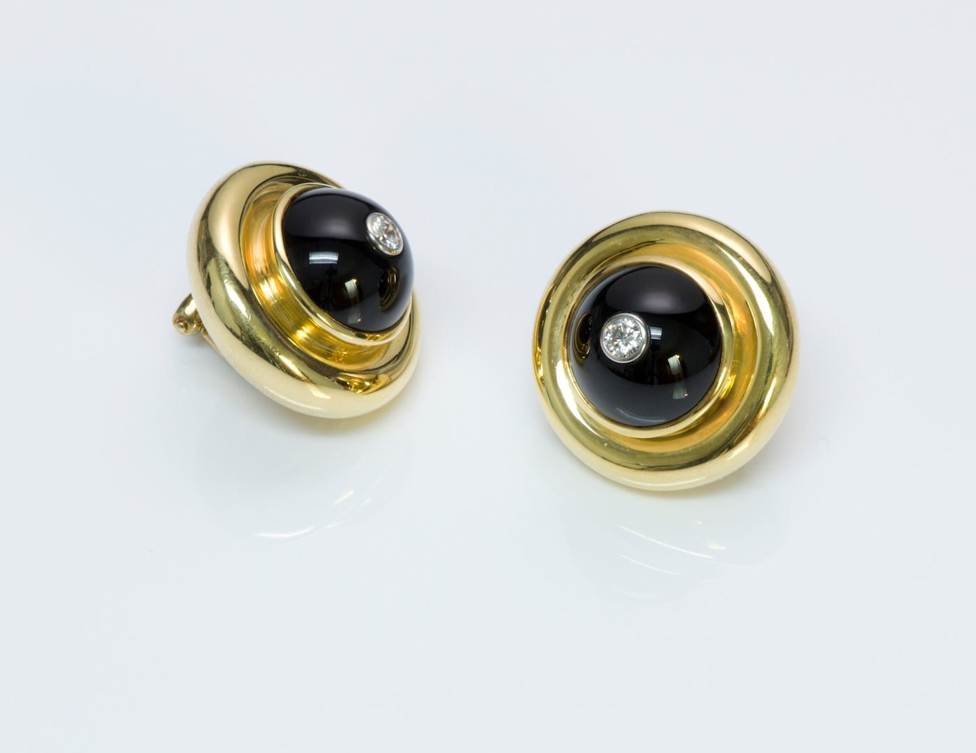 Tiffany & Co. Paloma Picasso 18K Gold Diamond Onyx Earrings