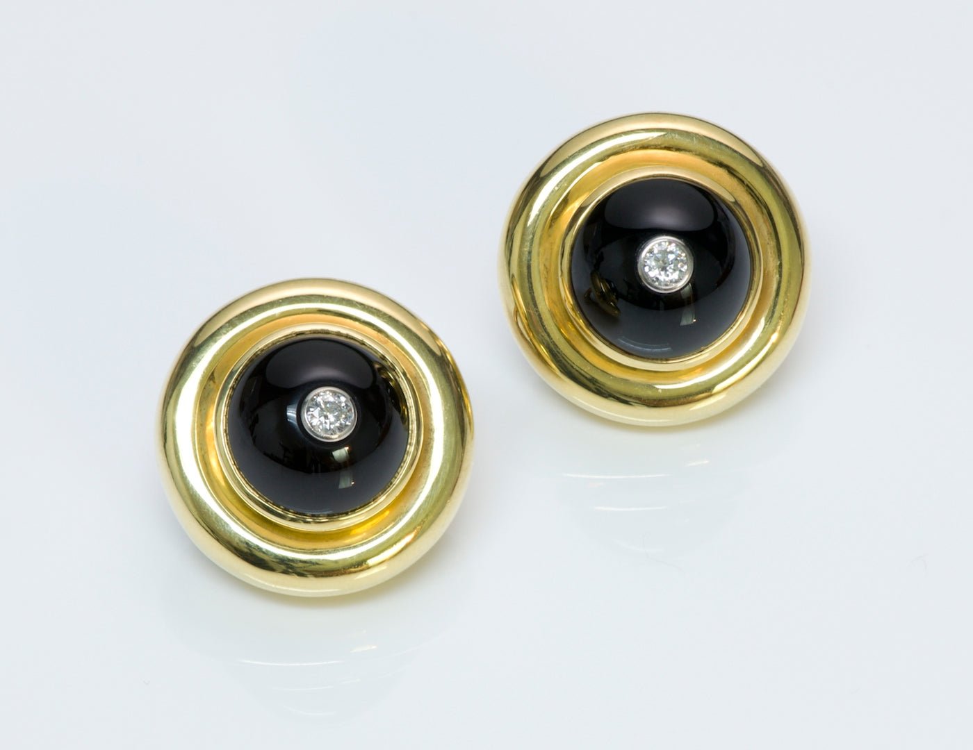 Tiffany & Co. Paloma Picasso 18K Gold Diamond Onyx Earrings