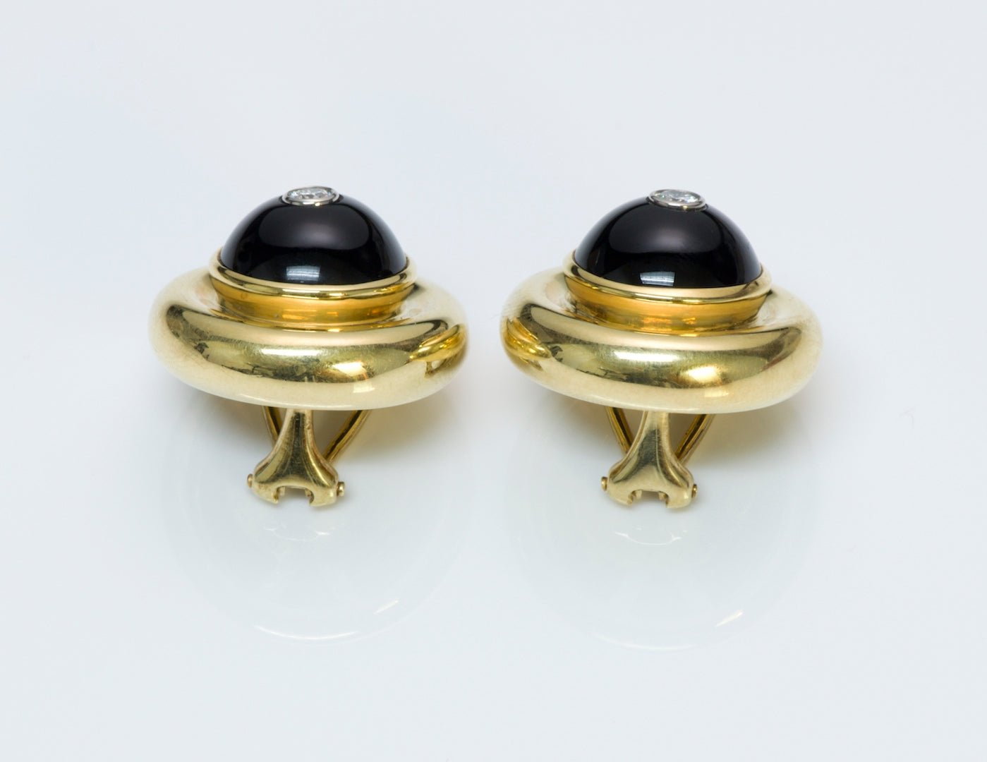 Tiffany & Co. Paloma Picasso 18K Gold Diamond Onyx Earrings