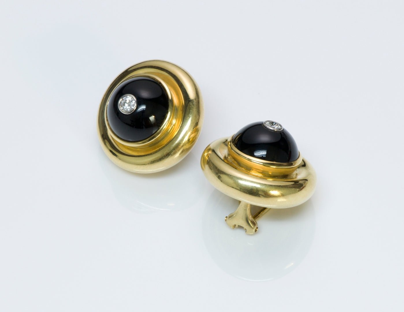 Tiffany & Co. Paloma Picasso 18K Gold Diamond Onyx Earrings