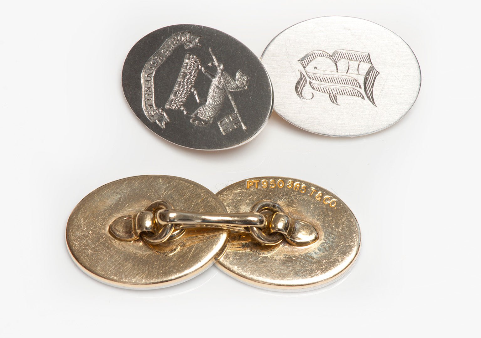 Tiffany & Co. Platinum Gold Crest Cufflinks