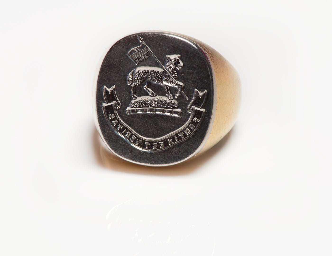 Tiffany & Co. Platinum Gold Crest Men's Ring