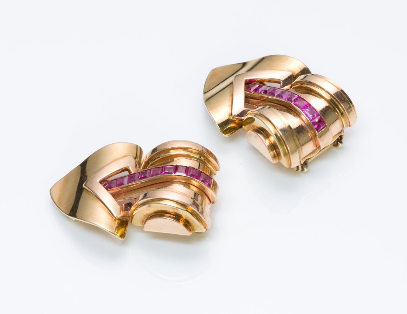 Tiffany & Co. Retro Gold Ruby Clips