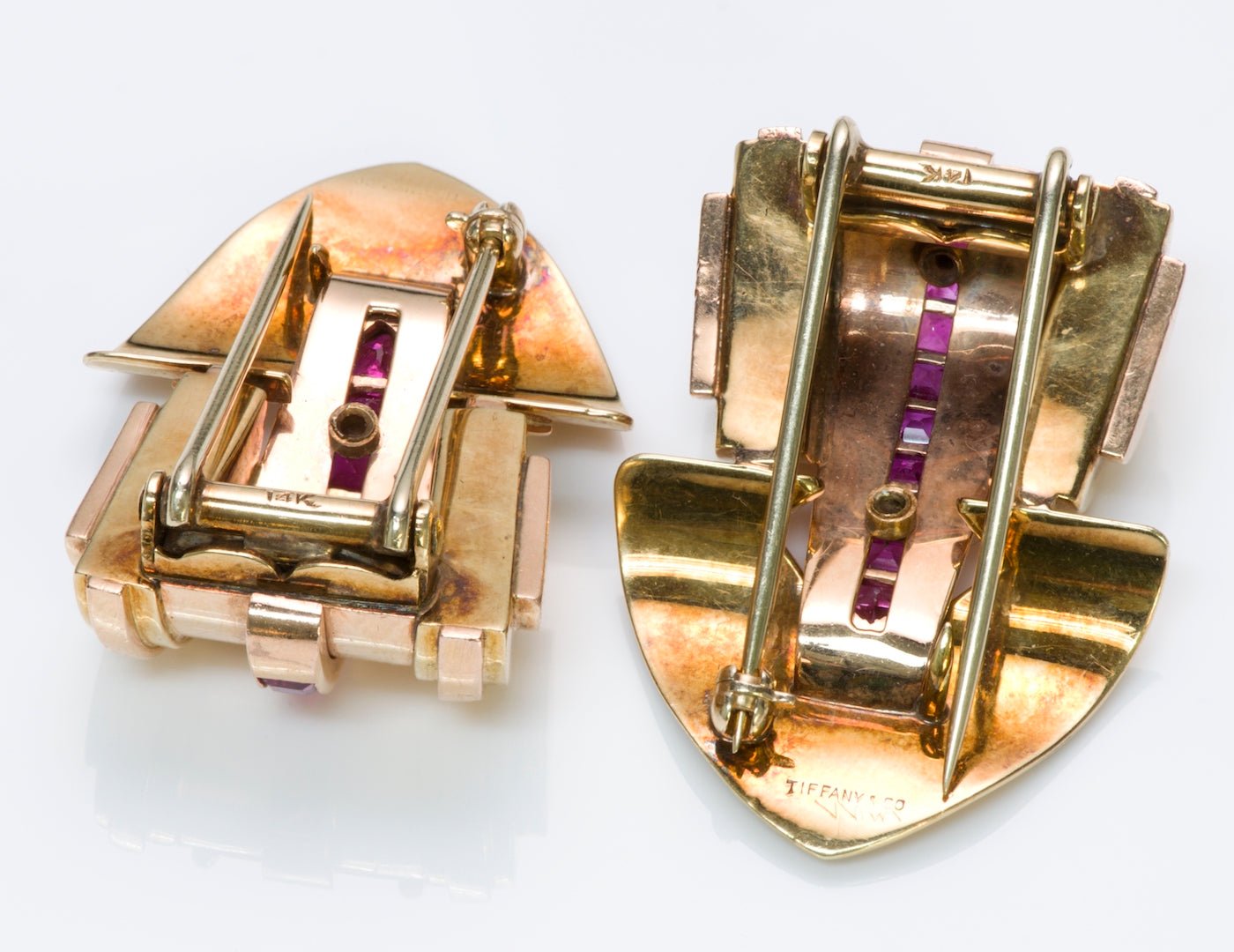 Tiffany & Co. Retro Gold Ruby Clips