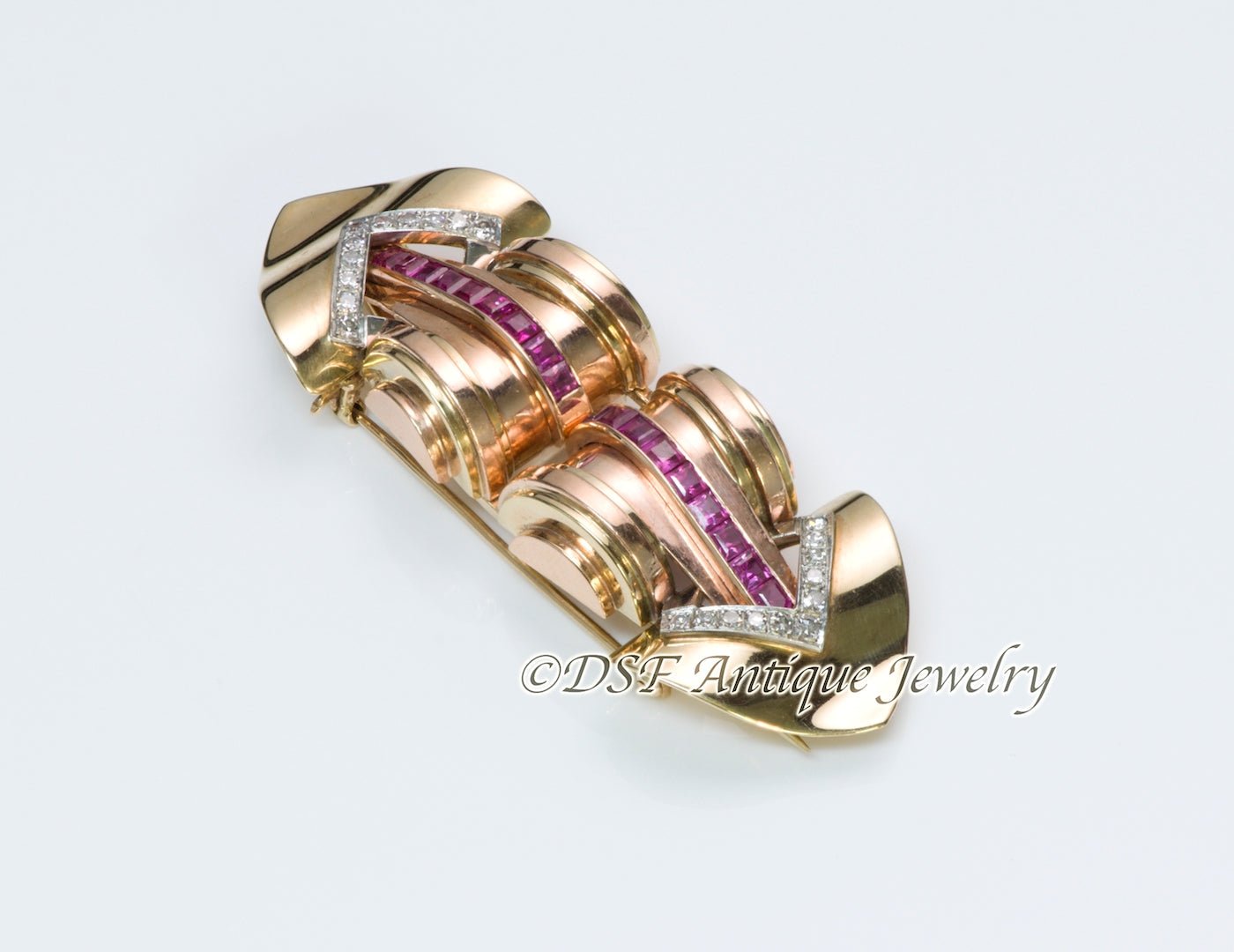 Tiffany & Co. Retro Ruby & Diamond Gold Clips