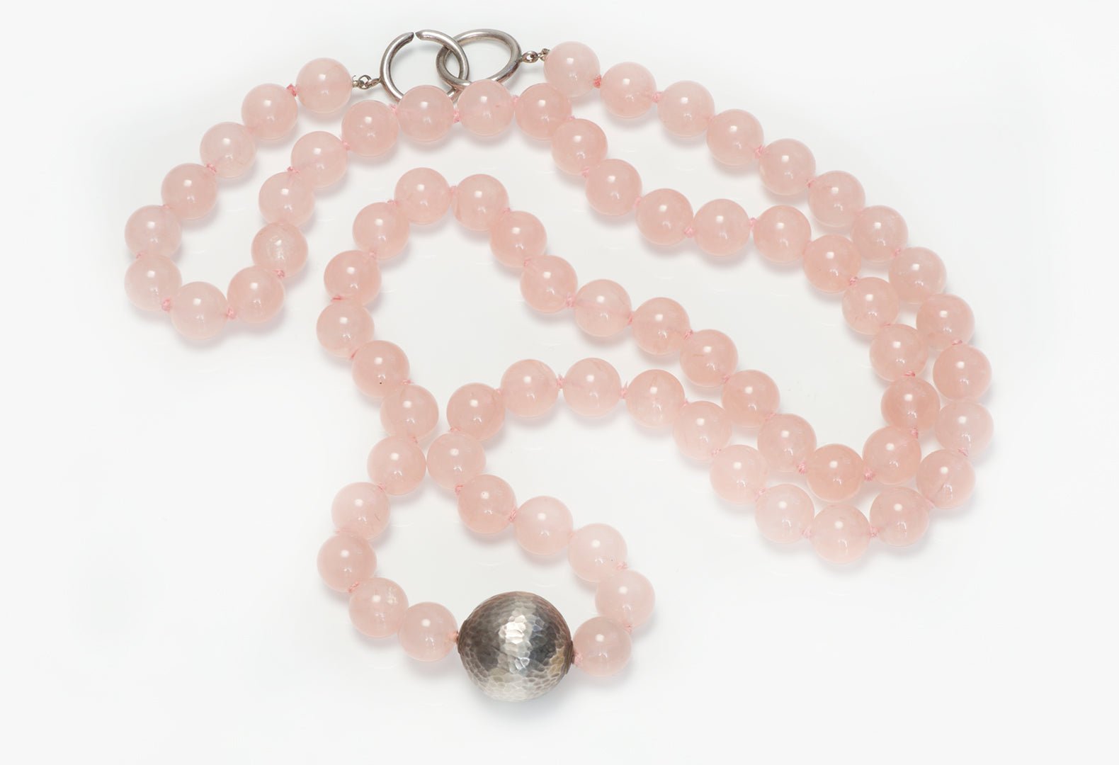 Tiffany & Co. Rose Quartz Silver Bead Necklace