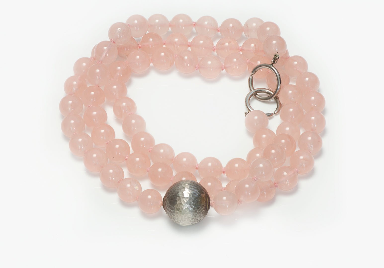 Tiffany & Co. Rose Quartz Silver Bead Necklace