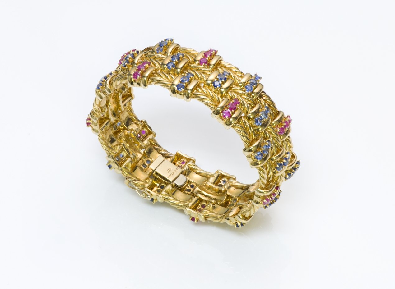 Tiffany & Co. Ruby Sapphire 18K Gold Bracelet