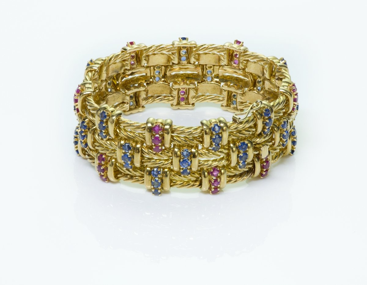 Tiffany & Co. Ruby Sapphire 18K Gold Bracelet
